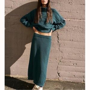 Free People Beach Hailee Sweater Skirt Set Balsam Green Size Medium